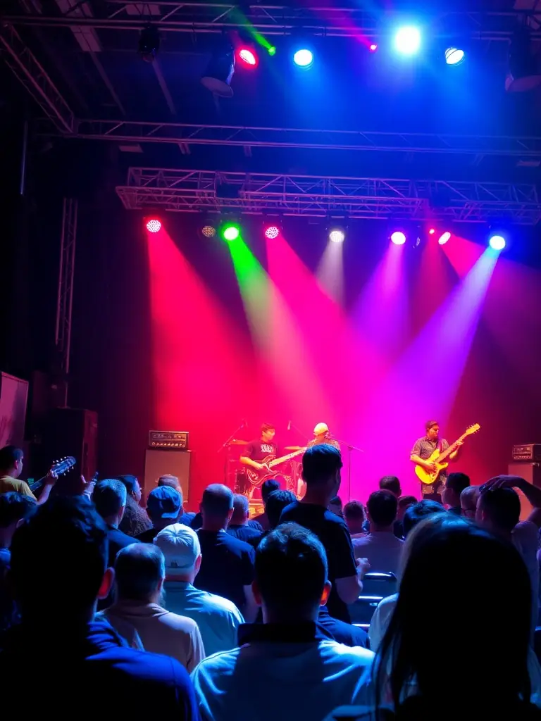 A dynamic image capturing a musical performance featuring singers and musicians on stage, highlighting the energy and passion of the performers.